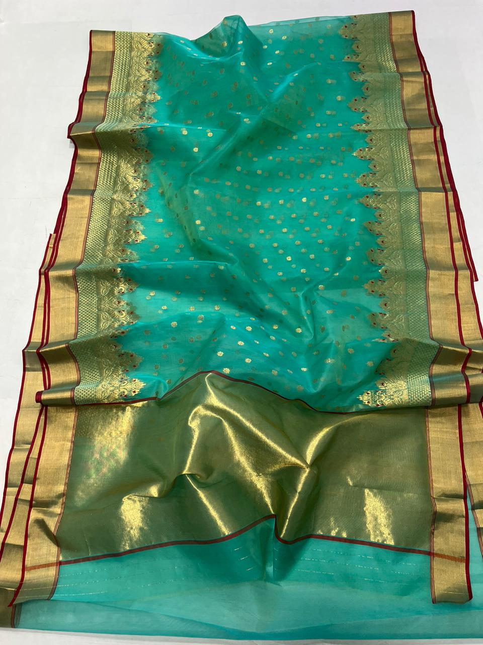 Pure Chanderi Silk Hand Woven  Saree With Blouse.