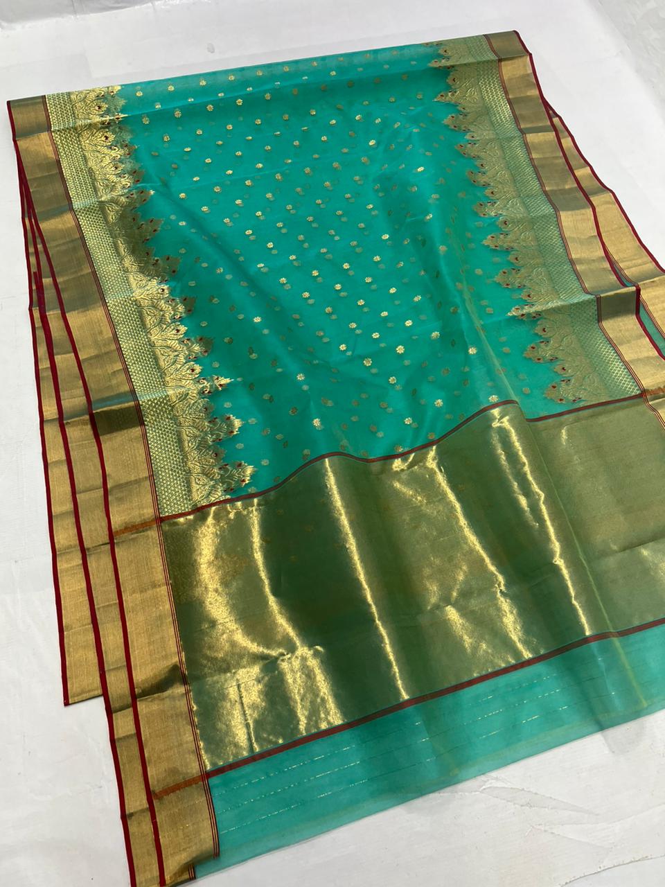 Pure Chanderi Silk Hand Woven  Saree With Blouse.