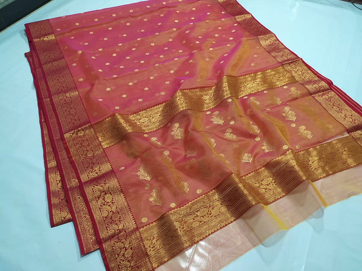 Pure Chanderi Silk Hand Woven  Saree With Blouse.