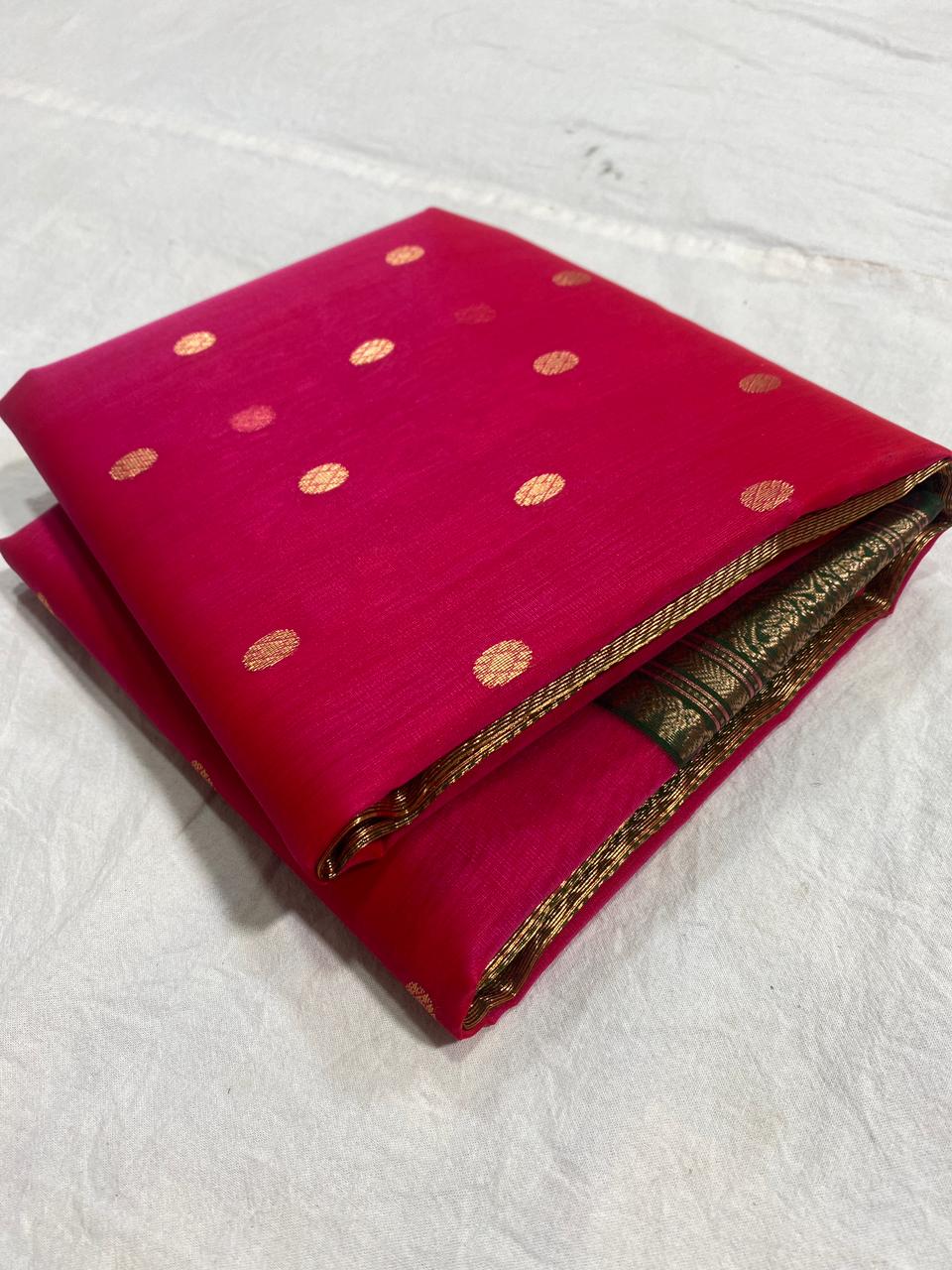 Pure Chanderi Silk Hand Woven  Saree With Blouse.