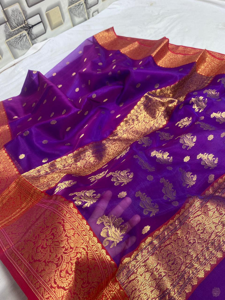 Pure Chanderi Silk Hand Woven  Saree With Blouse.