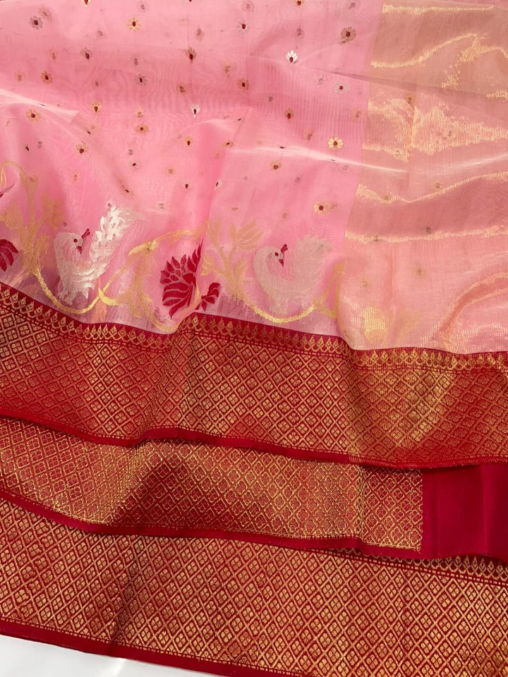 Pure Chanderi Silk Hand Woven  Saree With Blouse.