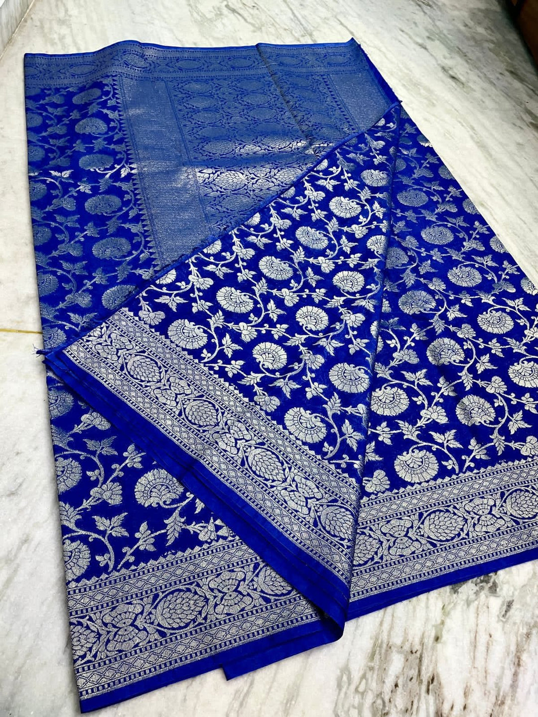 Banarasi Semi Georgette Silk Jaal Work Saree With Blouse.