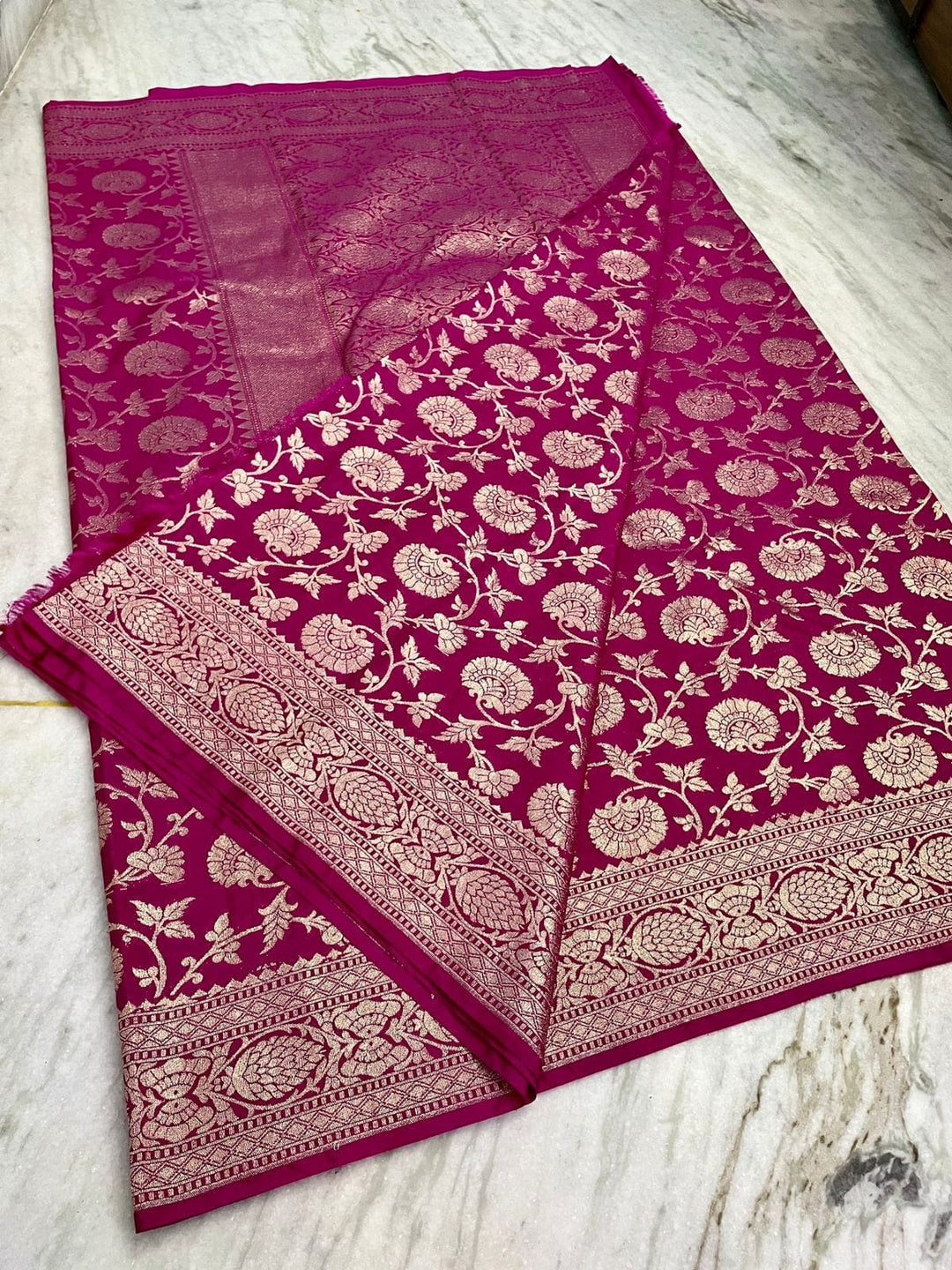 Banarasi Semi Georgette Silk Jaal Work Saree With Blouse.