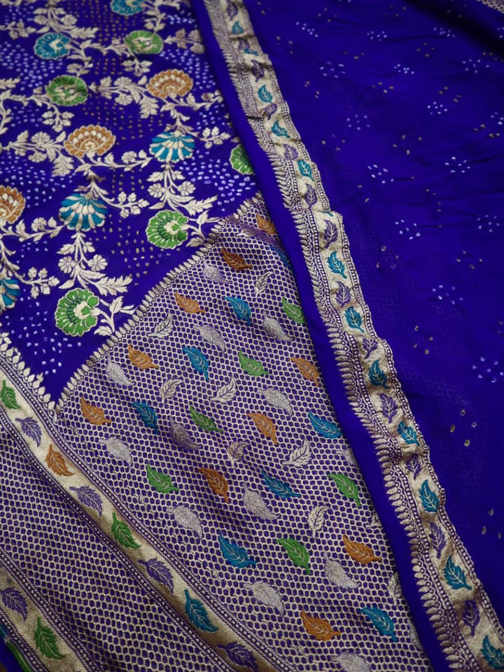 Pure Khaddi Georgette Multi Minakari with Rai Bandhani.