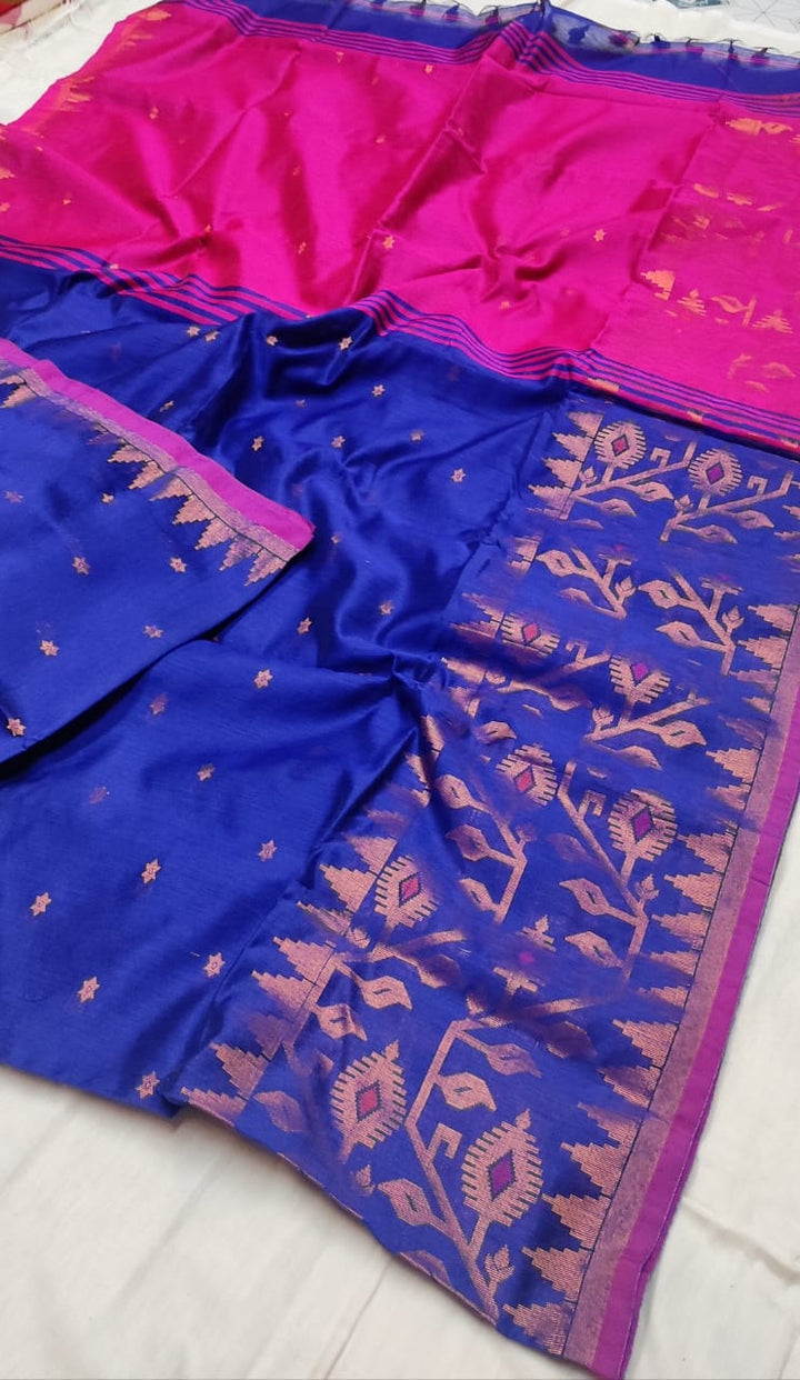 Pure Cotton Silk Saree with Running Blouse.(100 Count)