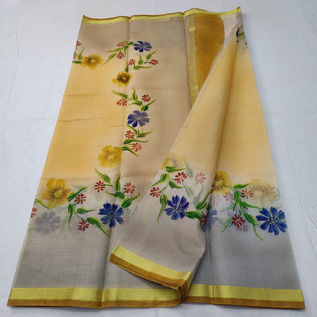 Pure Kota Doriya Hand Block Print Saree with Running Blouse.