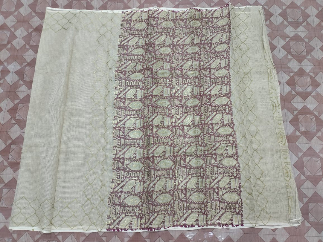 Pure Kota Doriya Hand Block Print Saree with Running Blouse.