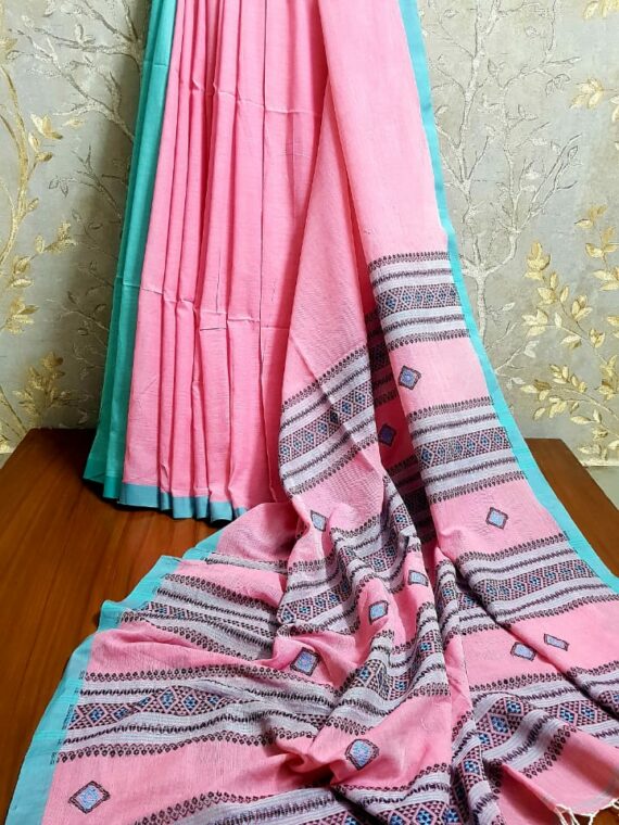 Pure Handloom Cotton Sarees With Running Blouse.