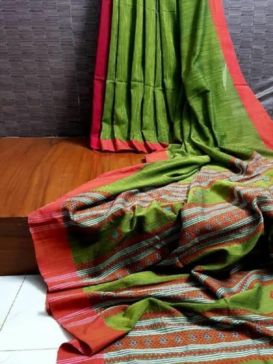 Pure Handloom Cotton Sarees With Running Blouse.