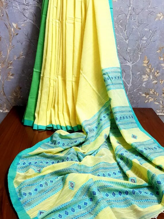 Pure Handloom Cotton Sarees With Running Blouse.