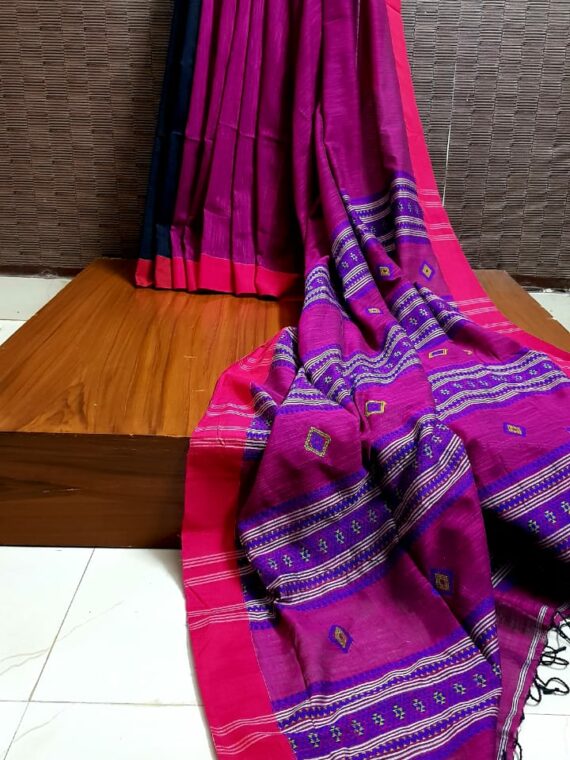 Pure Handloom Cotton Sarees With Running Blouse.