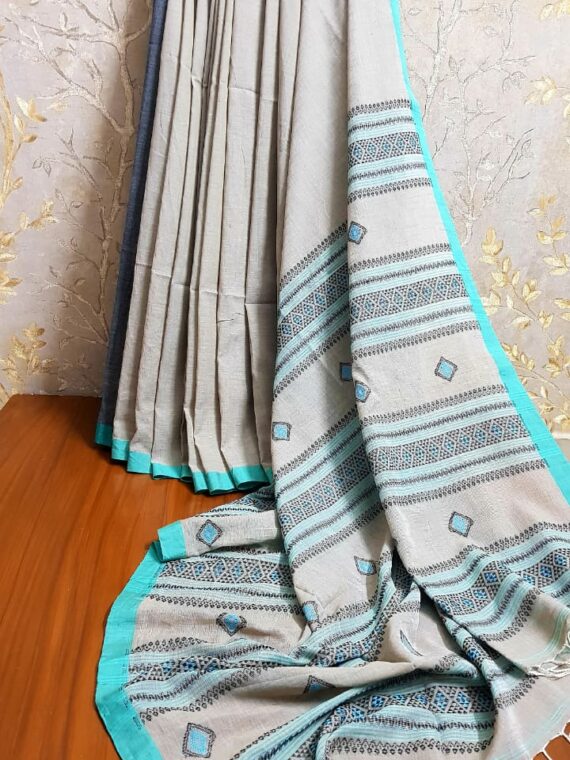 Pure Handloom Cotton Sarees With Running Blouse.