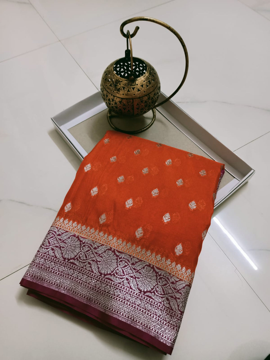 Banarasi Handloom Weaved Khaddi Georgette Saree with Zari Work