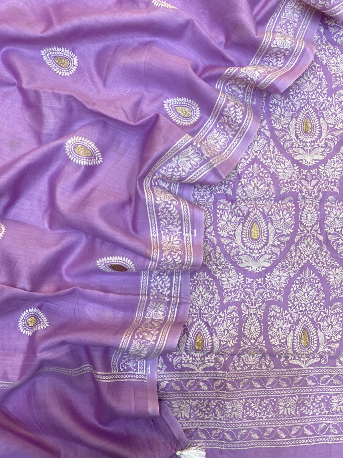 Pure Banarasi Resham Chanderi Silk Embroidery Suit With Chanderi Embro ...