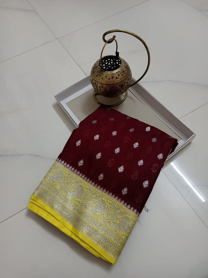 Banarasi Handloom Weaved Khaddi Georgette Saree with Zari Work